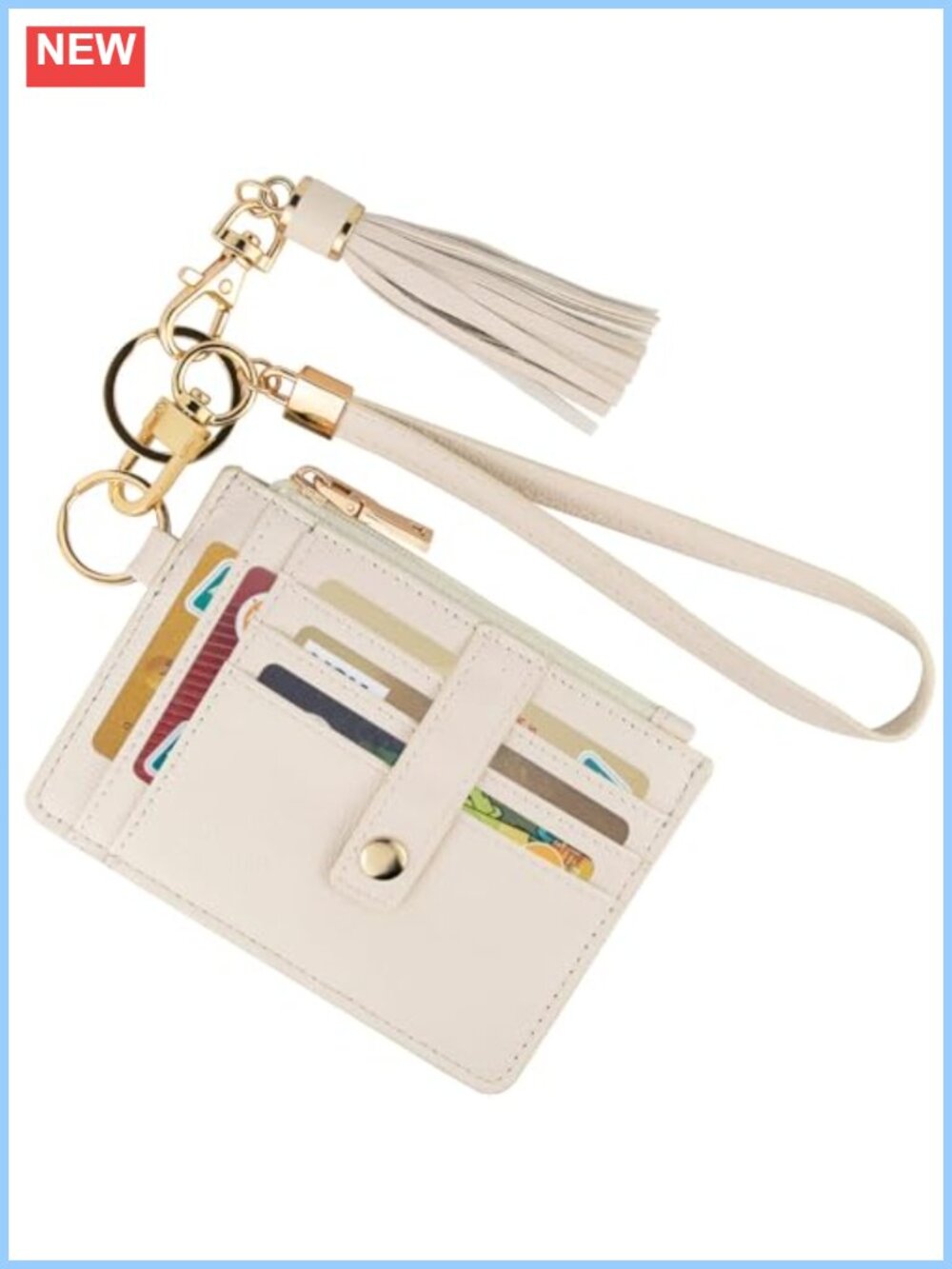 Small Wristlet Wallet Vegan Leather RFID Credit Card Holder Keychain